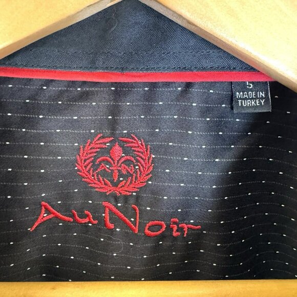 Au Noir Long Sleeve Shirt Black Geometric Allover Print Mens XL (5) Flip Cuff - Picture 4 of 6